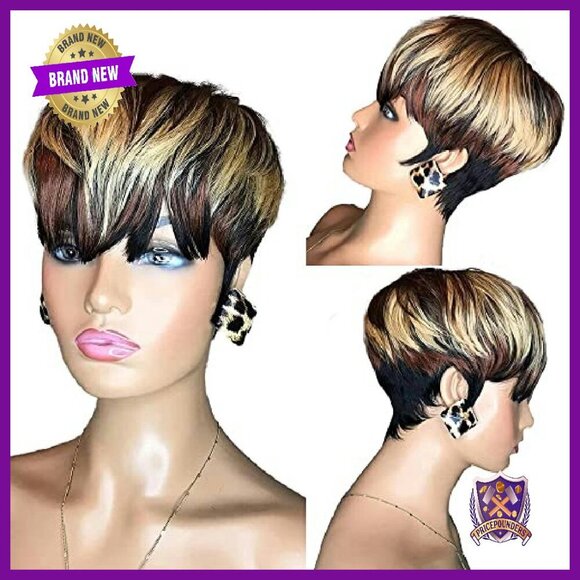 Brazilian Human Hair Pixie Cut Wig Glueless 150% Density Short Layered main image 4